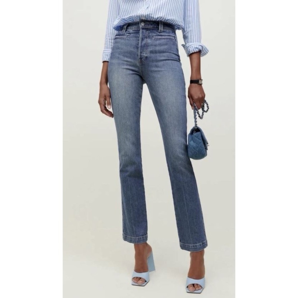 Reformation Ada Button Fly High‎ Rise Bootcut Jeans in Blue Laguna Wash Size 23